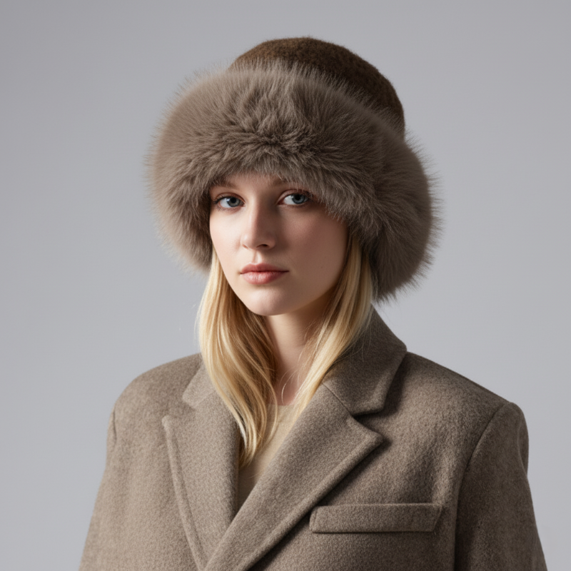 Bonnet en Fourrure de Vison Sinclair Luxueux Chic et Chaud pour Automne Hiver Confortable