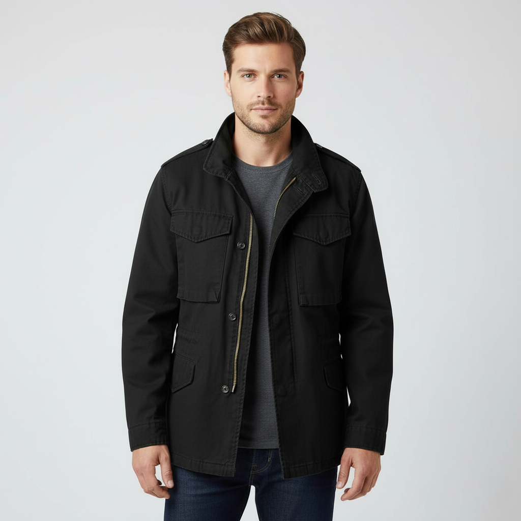 Veste De Terrain Pour Homme Vert Olive Avec Poches Multiples Durable Col Revers Plein Air Quotidien