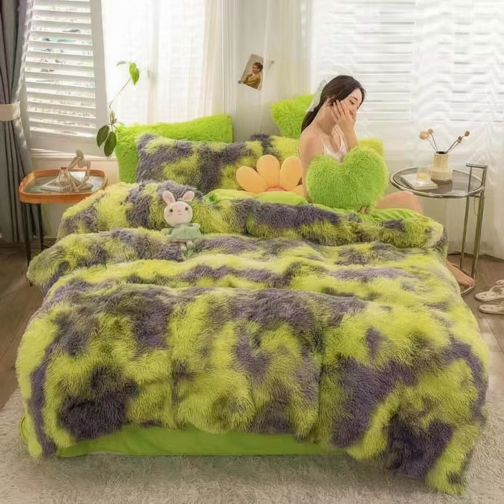 Housse De Couette En Fausse Fourrure Duveteuse Avec Texture Pelucheuse Pour Un Confort Luxueux