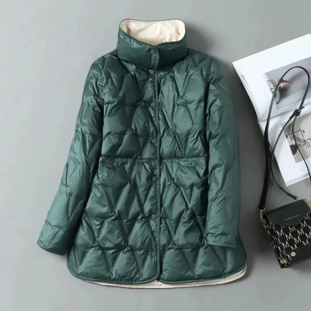 Veste Matelassée Duvet Georgia Ultra Léger Col Haut Fermeture À Pression Poches Spacieuses
