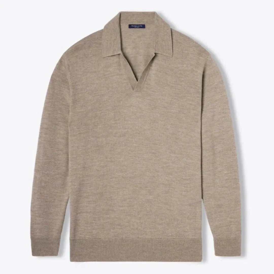 Polo Gérald Col V en Maille Premium Coupe Ajustée pour une Élégance Européenne et Confort