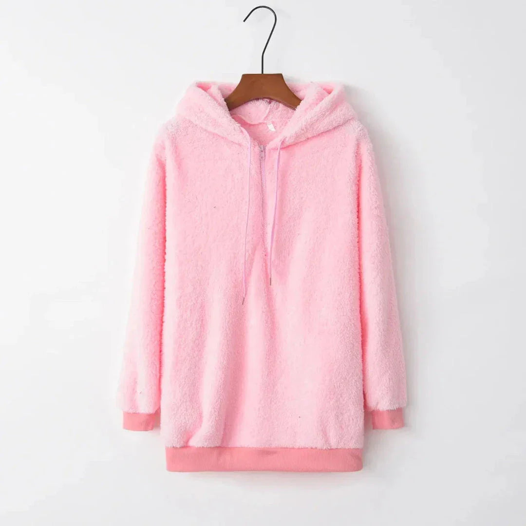 Glaiza Pull À Capuche Oversize En Polaire Sherpa Chaud Et Confortable Pour L Hiver Demi Zip Front