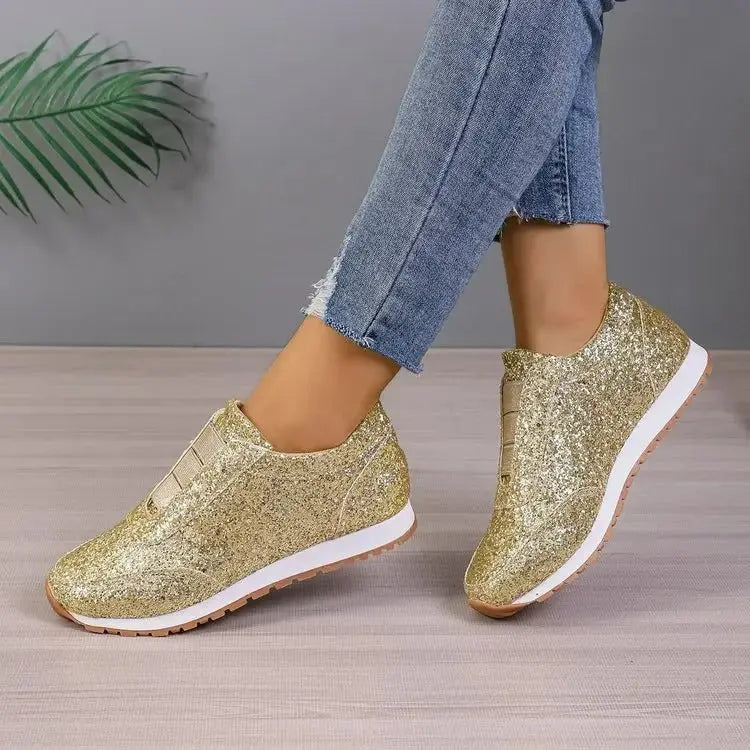 Chaussures Baskets Paillettes Slip On Pour Femmes Confortables Et Élégantes Amawinc