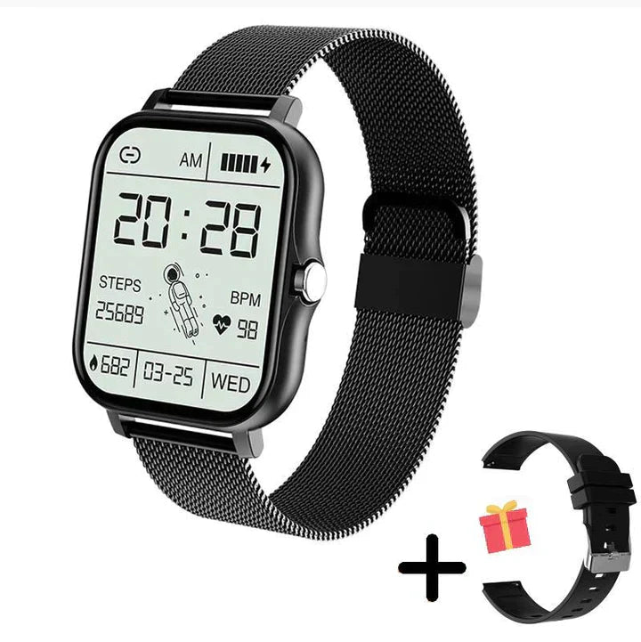 Montre Connectée Minimaliste Avec Bracelet Maille Dorée Pour Femme Et Homme Élégante Et Polyvalente