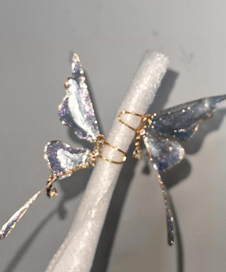 Boucles d'oreilles créoles papillon en cuivre bleu dégradé - Amawinc
