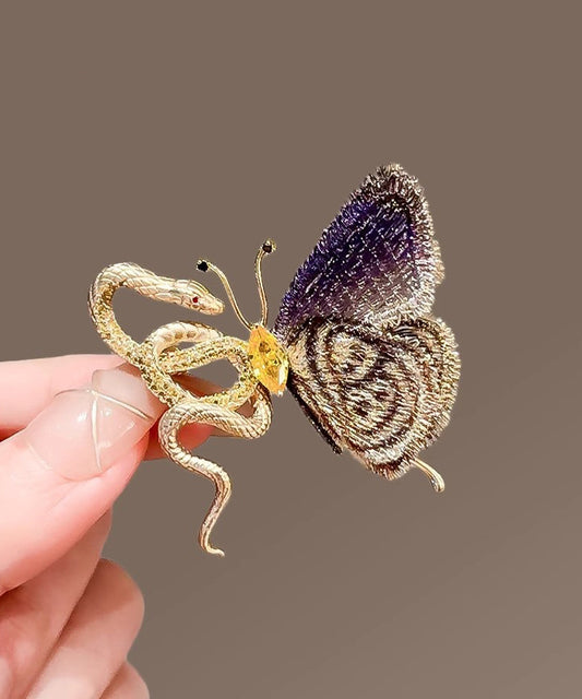 Broches papillon serpent dorées en cuivre dégradé de couleur - Amawinc
