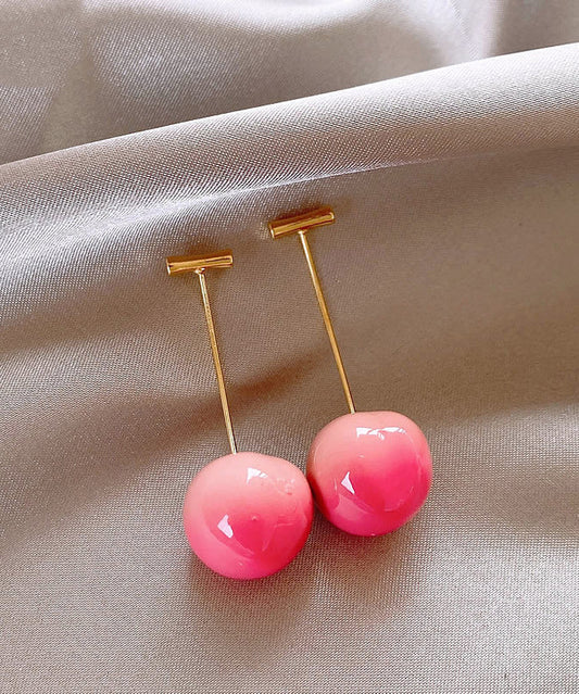 Boucles d'oreilles pendantes en alliage de cuivre rose dégradé de couleur cerise - Amawinc