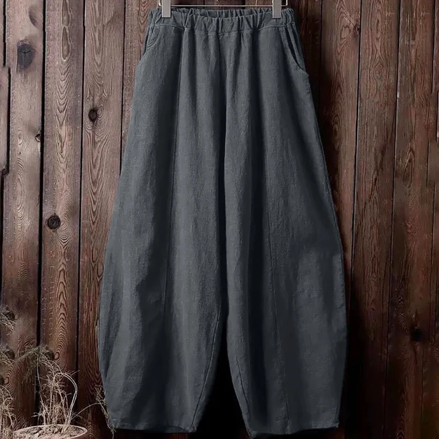 Pantalon Femme À Jambe Large Décontracté Avec Taille Élastique Longueur Pleine Style Décontracté