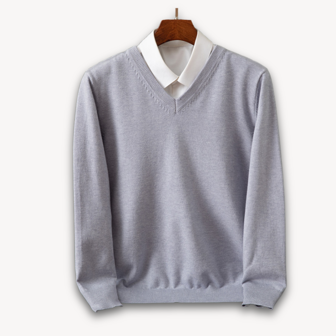 Amawinc Pull Homme Col V Slim Fit En Maille Douce Avec Bords Côtes Pour Style Polyvalent