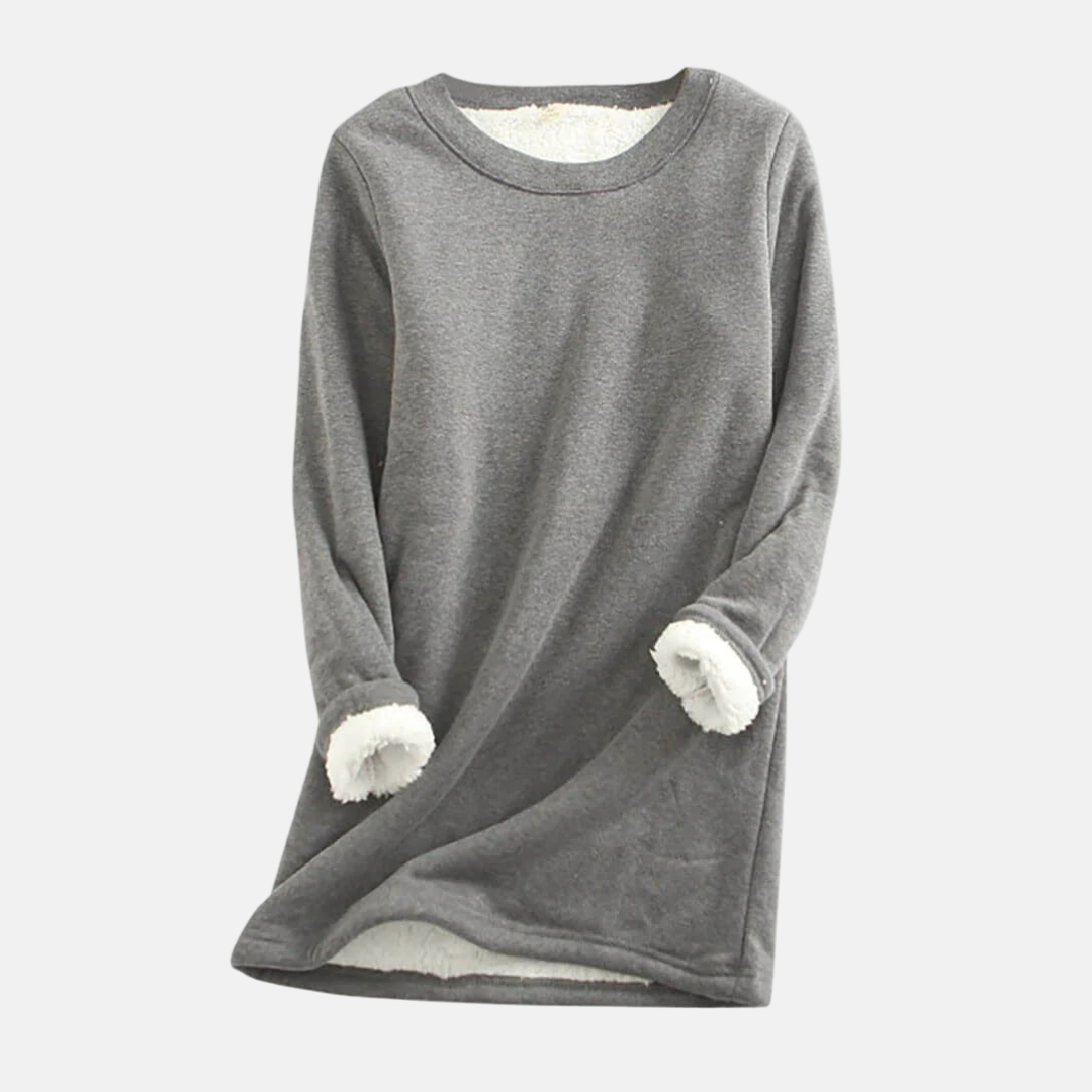 Sweatshirt Femme Tricot Coupe Décontractée Col Rond En Peluche Doublé Confort Luxueux