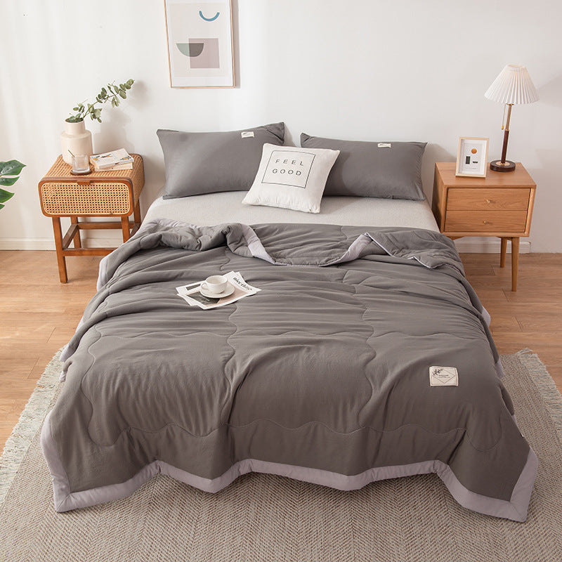Couette Minimaliste En Coton Respirant Avec Motif Cousu Pour Sommeil Frais Et Détente