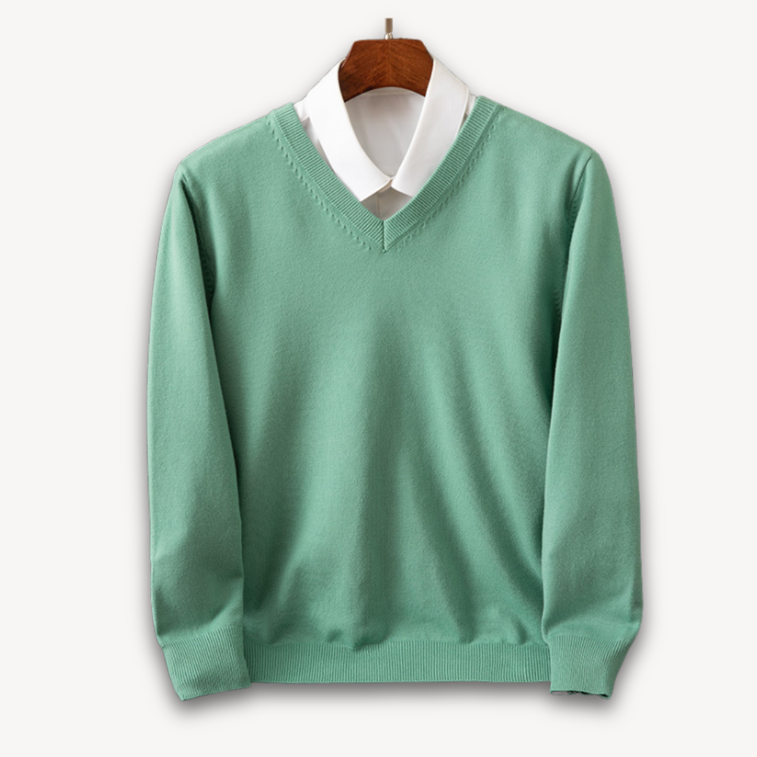 Amawinc Pull Homme Col V Slim Fit En Maille Douce Avec Bords Côtes Pour Style Polyvalent