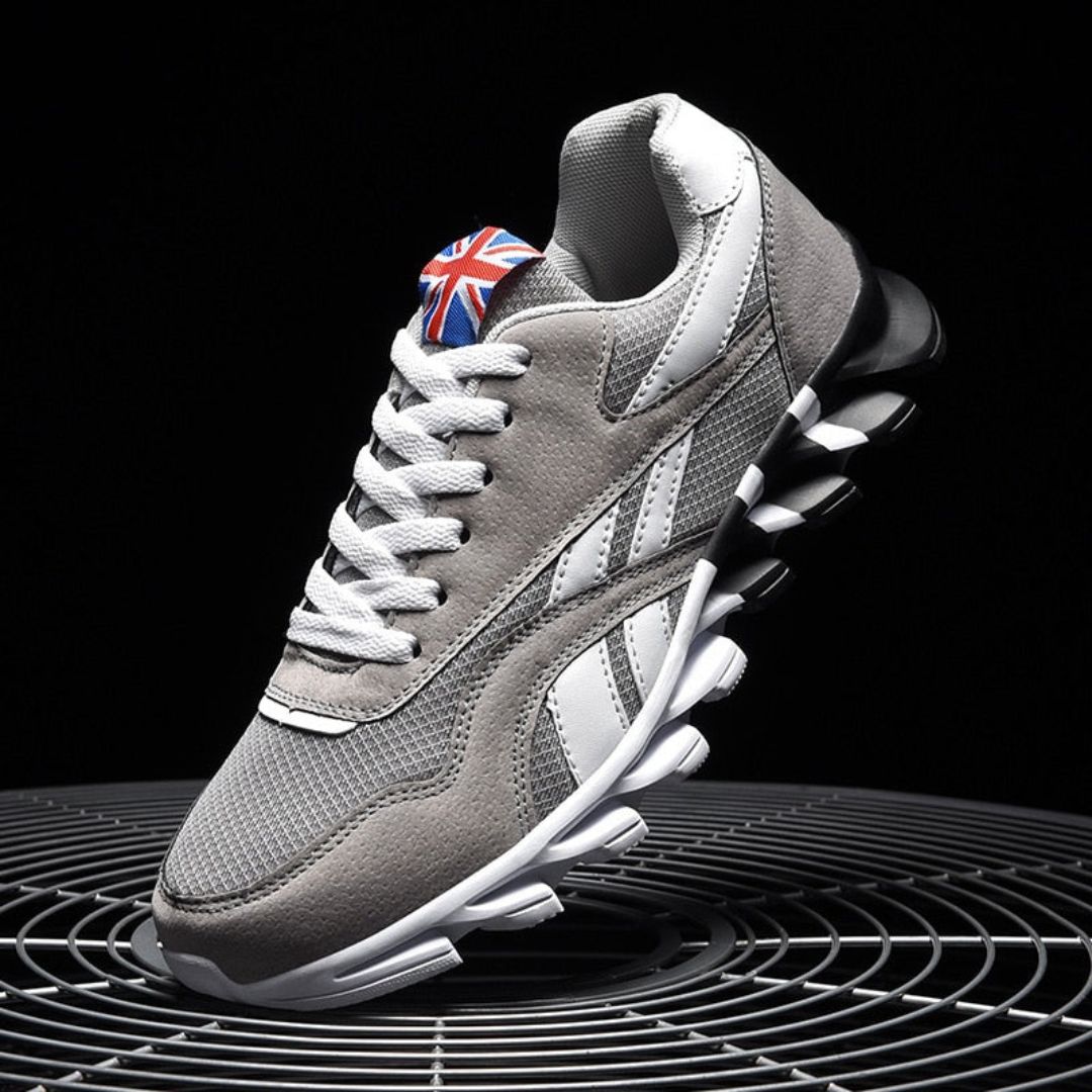 Greg Pulse Runners Par Amawinc Chaussures De Course Bleu Marine Avec Maille Respirante Daim Et Semelle Bicolore