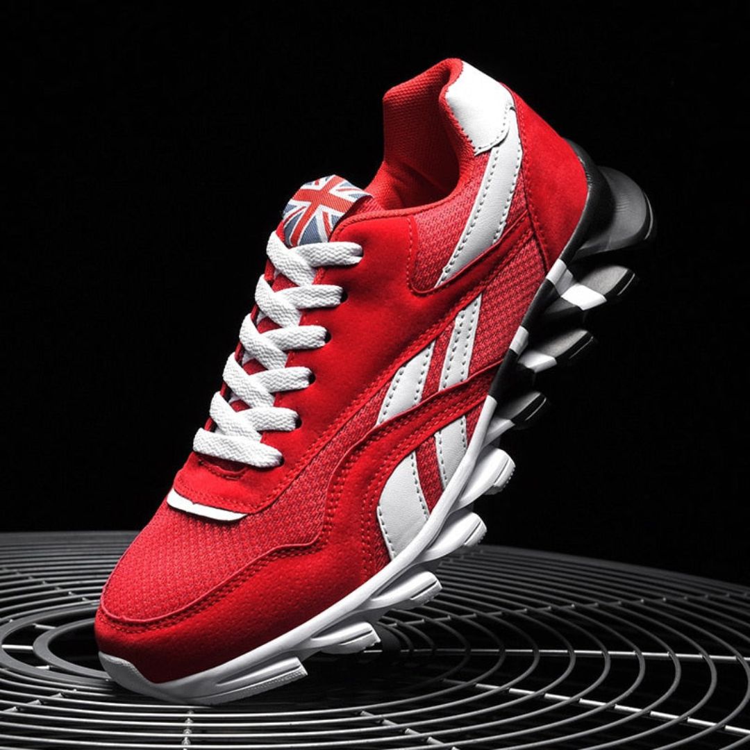 Greg Pulse Runners Par Amawinc Chaussures De Course Bleu Marine Avec Maille Respirante Daim Et Semelle Bicolore