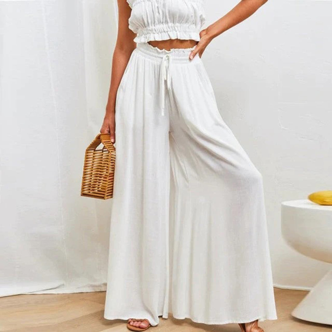 Pantalon Femme Léger et Aéré Taille Haute avec Cordon de Serrage et Poches Nordic Flair