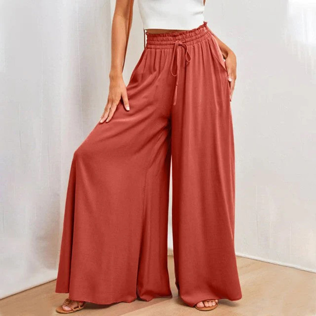 Pantalon Femme Léger et Aéré Taille Haute avec Cordon de Serrage et Poches Nordic Flair