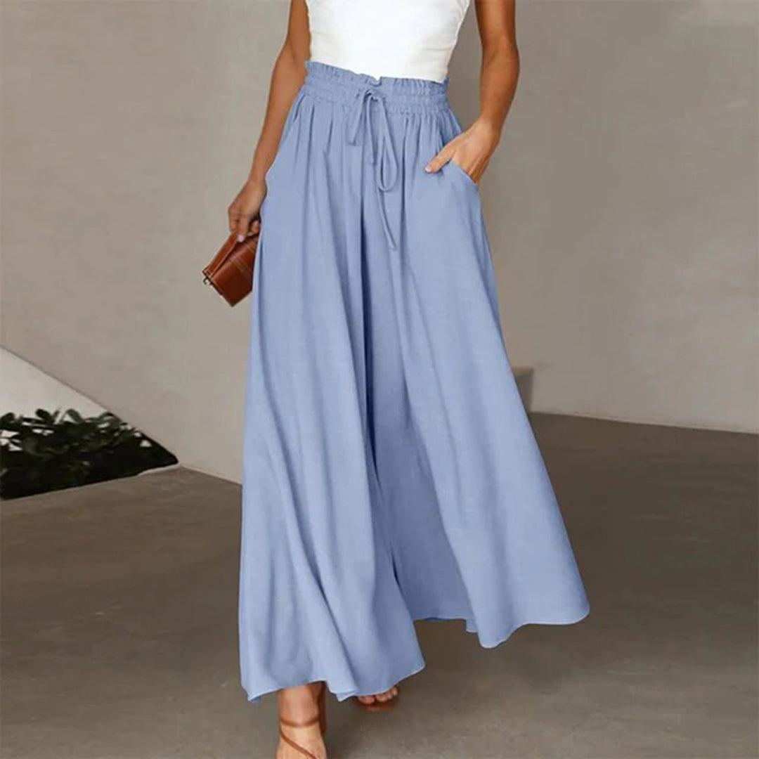 Pantalon Femme Léger et Aéré Taille Haute avec Cordon de Serrage et Poches Nordic Flair