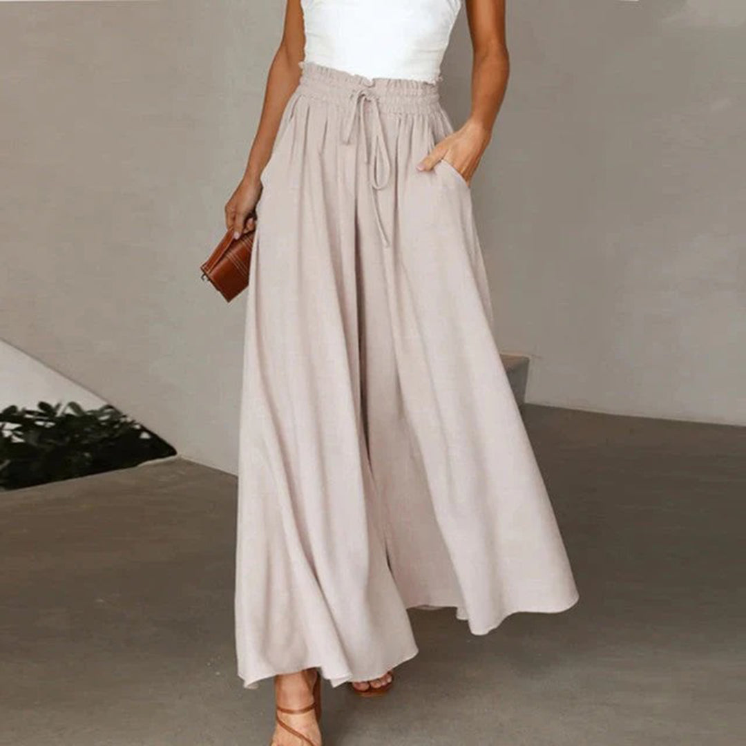 Pantalon Femme Léger et Aéré Taille Haute avec Cordon de Serrage et Poches Nordic Flair