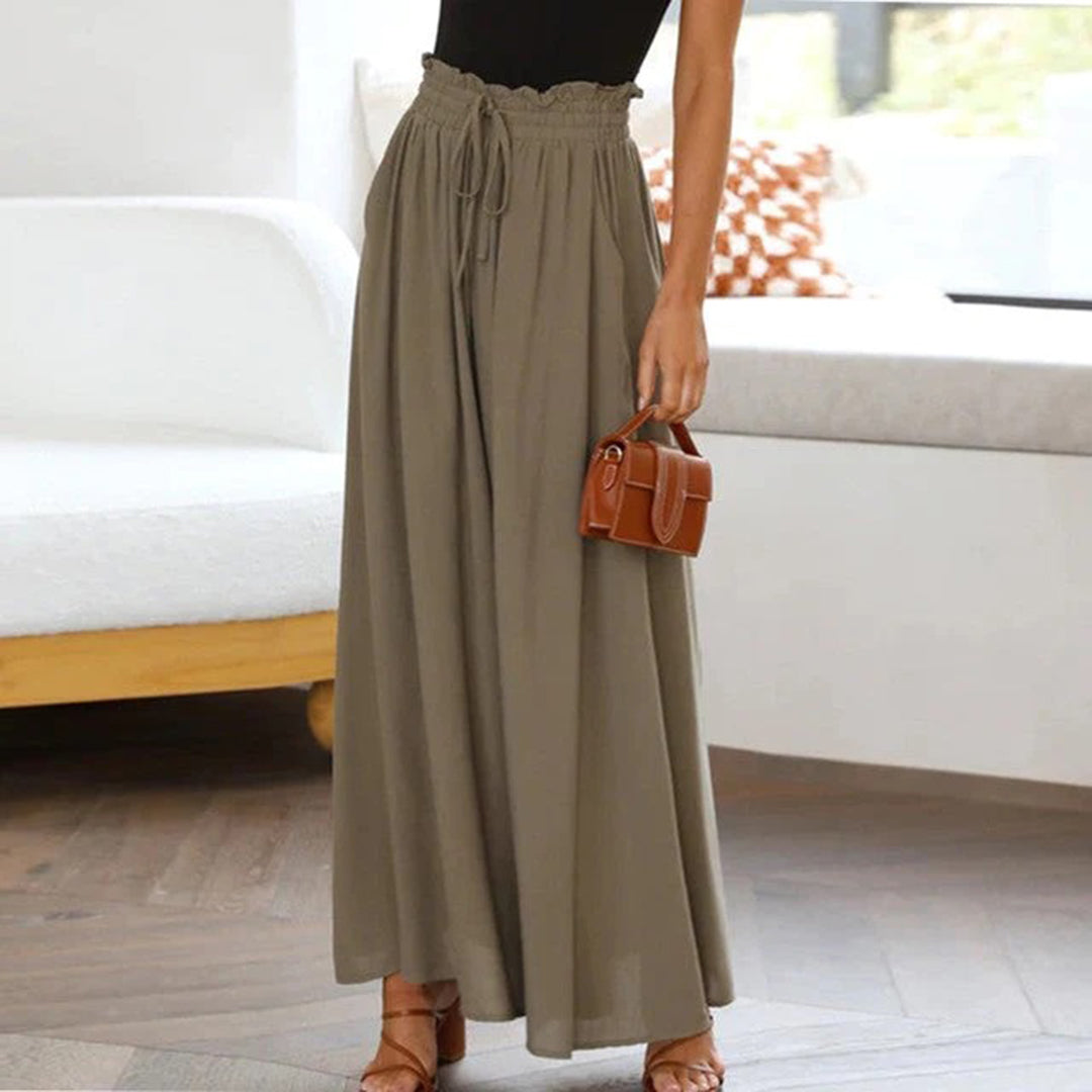 Pantalon Femme Léger et Aéré Taille Haute avec Cordon de Serrage et Poches Nordic Flair