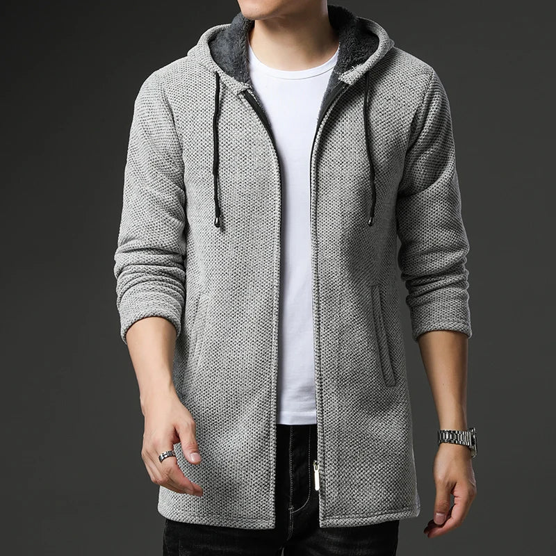 Veste En Laine Chenille Amawinc Finnian Pour Homme Avec Fermeture Eclair Capuche Doublee Polaire Et Poignets Coteles