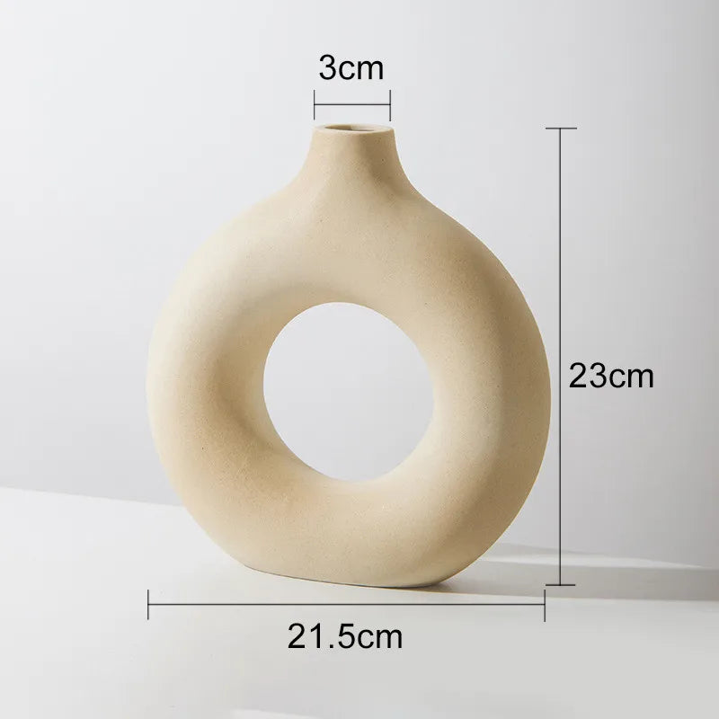 Vase Circulaire En Céramique Hadran Design Scandinave Minimaliste Pour Décoration Moderne Élégante