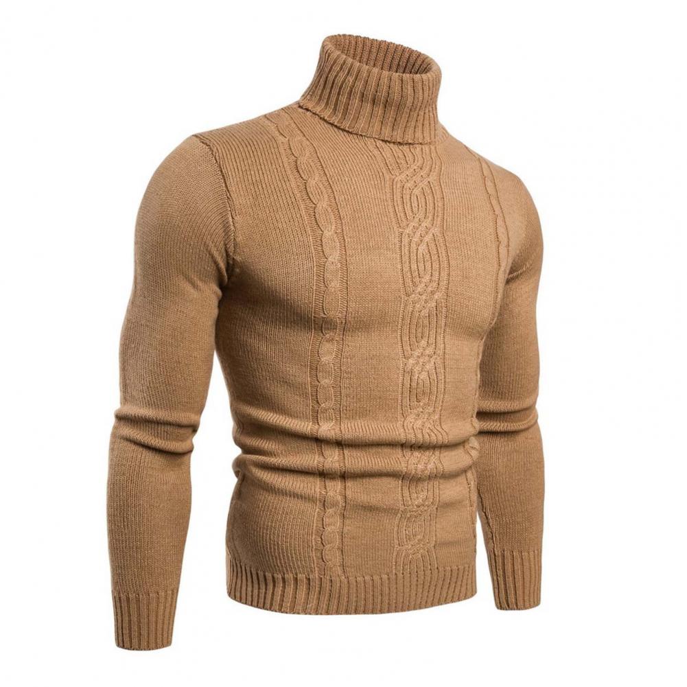 Pull Col Roulé Maille Câblée Pour Homme Chaud et Épais Essentiel Pour L Hiver Chic et Polyvalent