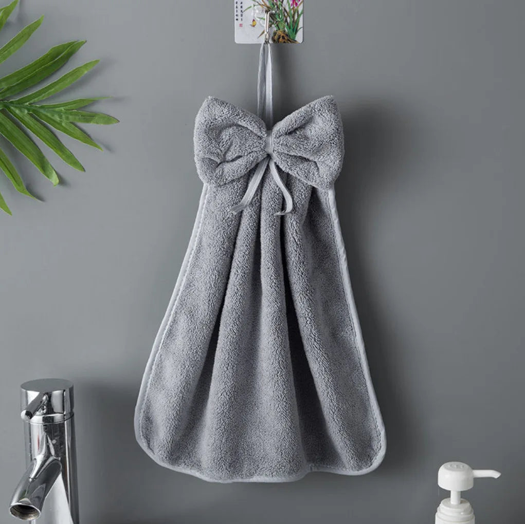 Serviettes Velours Corail Charme Noeud Papillon Microfibre Ultra Douces Séchage Rapide Absorbantes Cuisine Salle De Bain