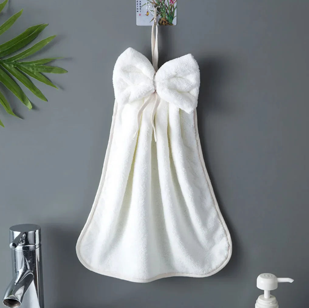 Serviettes Velours Corail Charme Noeud Papillon Microfibre Ultra Douces Séchage Rapide Absorbantes Cuisine Salle De Bain