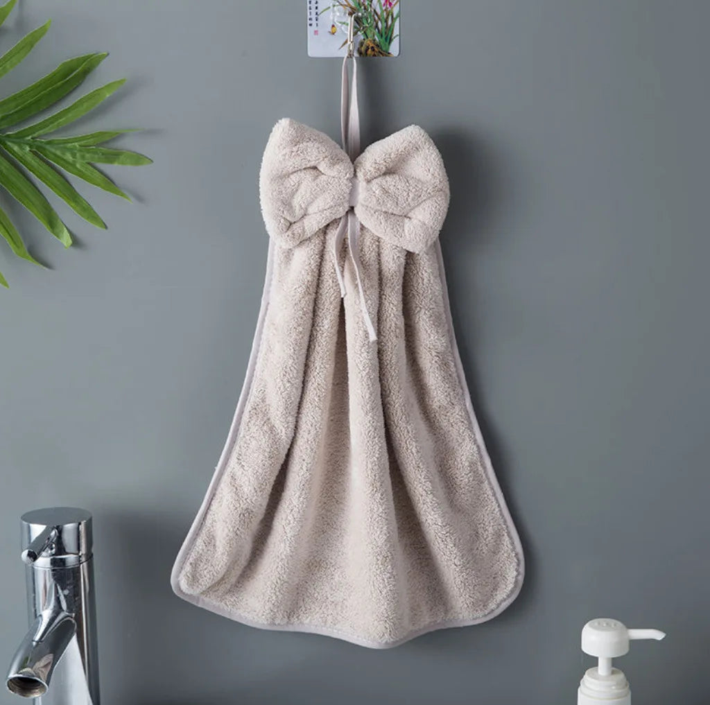 Serviettes Velours Corail Charme Noeud Papillon Microfibre Ultra Douces Séchage Rapide Absorbantes Cuisine Salle De Bain