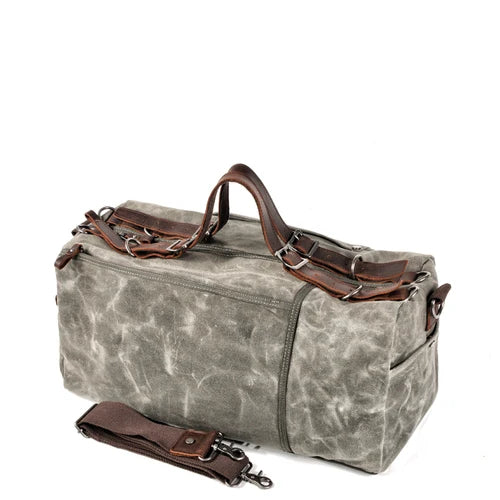 Amawinc Sac TrekCanvas Toile Cirée Imperméable Avec Sangles En Cuir Robustes Pour Voyage Aventure