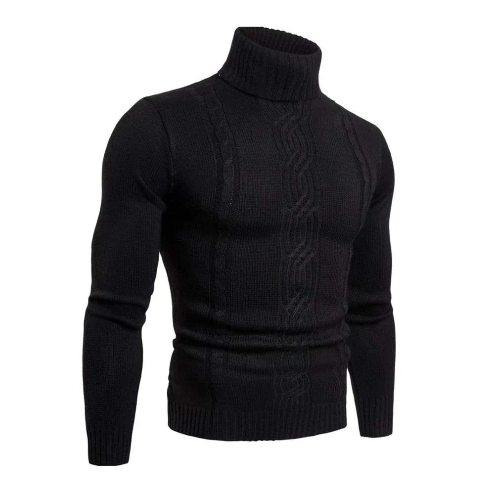 Pull Col Roulé Maille Câblée Pour Homme Chaud et Épais Essentiel Pour L Hiver Chic et Polyvalent