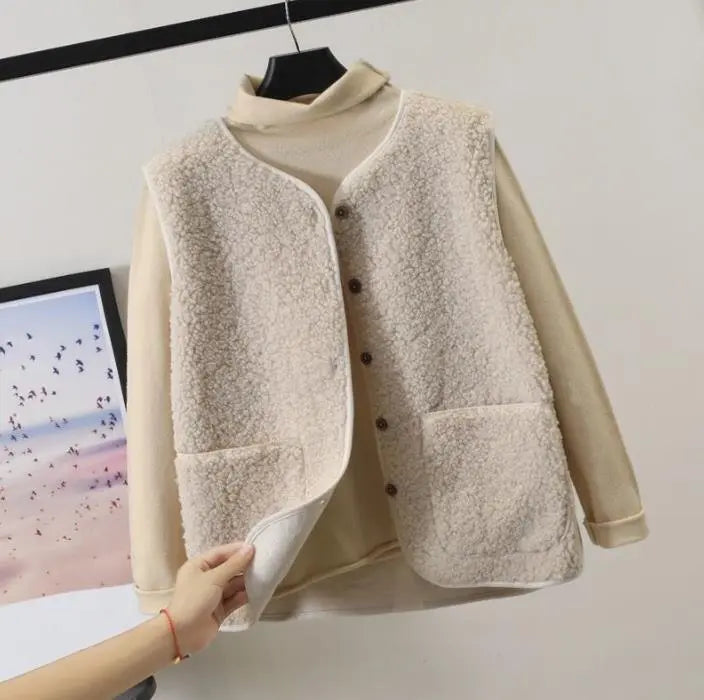 Sarah Veste sans Manches Décontractée Pour Femmes En Tissu Plush Doux et Chaud Pour Superposer