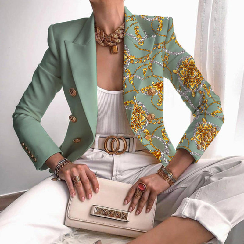 Eleanor Blazer Femme Boutonné À Panneaux Contrastants Pour Bureau Professionnel Élégant Moderne