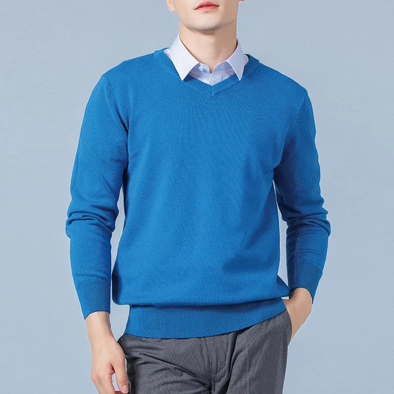 Pull En Mélange De Laine Vincent Reed Col V Adaptatif Confort Pour Bureau Et Sorties