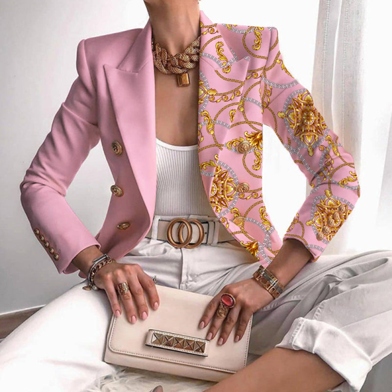 Eleanor Blazer Femme Boutonné À Panneaux Contrastants Pour Bureau Professionnel Élégant Moderne