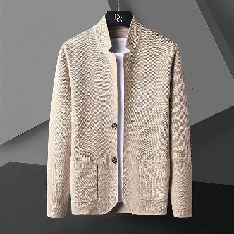 Amawinc Cardigan En Cachemire Pour Homme Avec Col Debout Et Poches Profondes Silhouette Slim