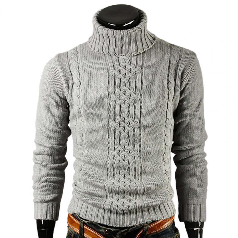 Pull Col Roulé Maille Câblée Pour Homme Chaud et Épais Essentiel Pour L Hiver Chic et Polyvalent