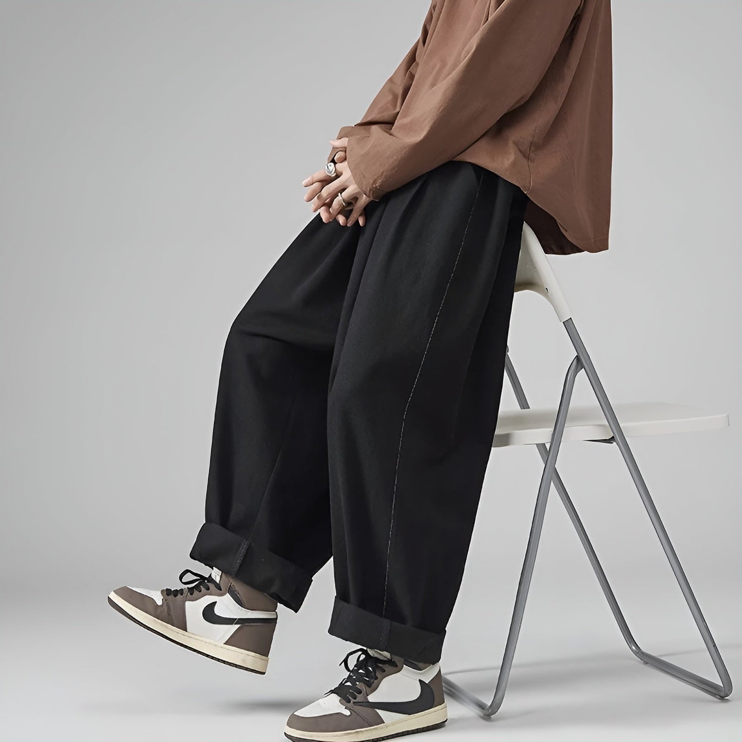 Pantalon Chino Sarouel Oversize Poches Cargo Plissé Confort Pour Toute Journée Et Mouvement