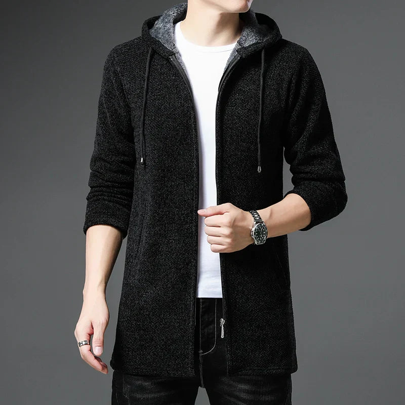 Veste En Laine Chenille Amawinc Finnian Pour Homme Avec Fermeture Eclair Capuche Doublee Polaire Et Poignets Coteles