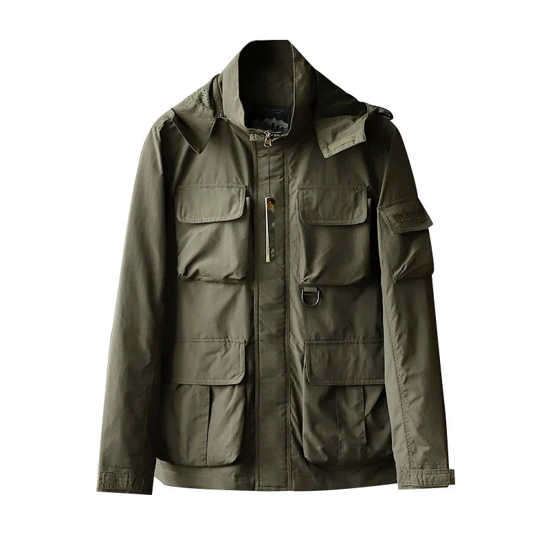 Veste Doudoune Tactique Hawk Imperméable Avec Capuche Amovible Poches Multiples Style Intemporel Coutures Renforcées