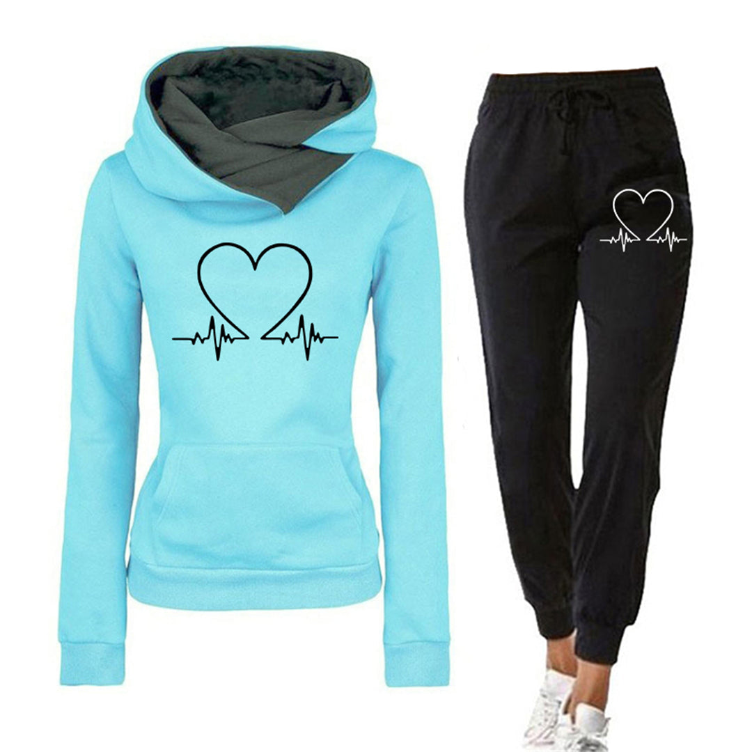 Mia Ensemble Deux Pièces Femme Relaxed Fit Hoodie Et Jogger Cœur Minimal Confort Décontracté
