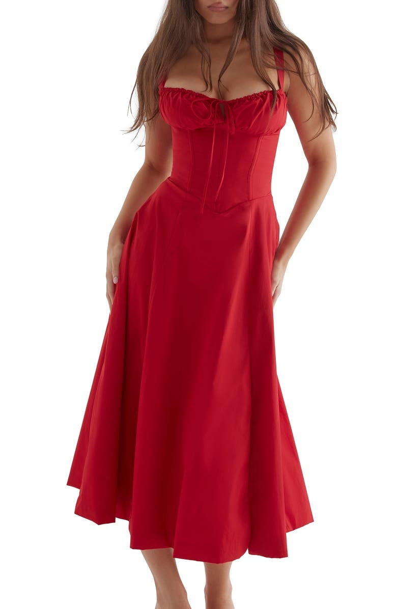 Robe Midi Femme Florale Imprimé Encolure En Cœur Et Coupe Aline Pour Été Et Fêtes