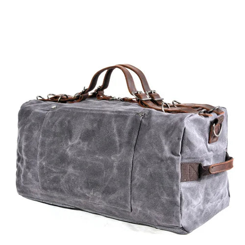 Amawinc Sac TrekCanvas Toile Cirée Imperméable Avec Sangles En Cuir Robustes Pour Voyage Aventure