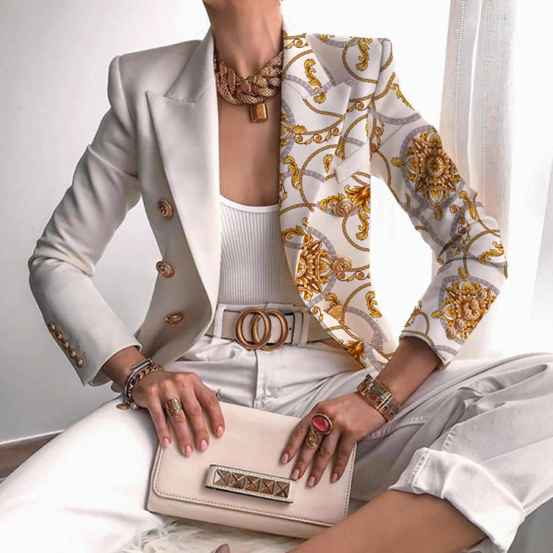 Eleanor Blazer Femme Boutonné À Panneaux Contrastants Pour Bureau Professionnel Élégant Moderne
