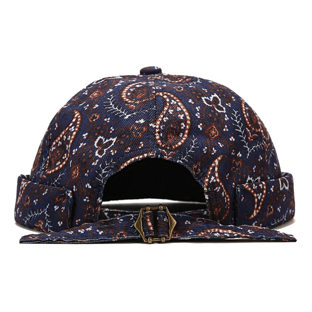 Casquette Docker Sans Visière Motif Paisley En Tissu Twill Coton Réglable Style Vintage