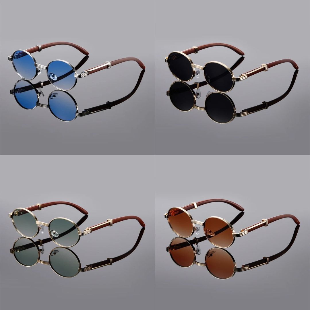 Lunettes Solaires Hamilton Classic Polarisées UV400 Monture Métal Sculpté Pont Texturé Bras Acétate Poli
