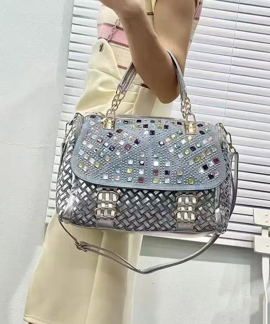 Sac fourre-tout en denim chic fait main avec zircon bleu - Amawinc