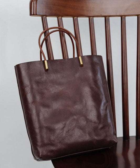 Sac fourre-tout en cuir de grande capacité fait main en chocolat - Amawinc
