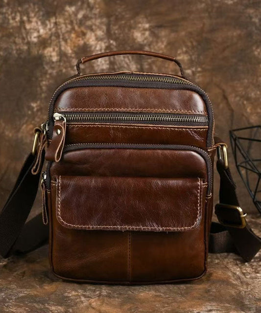 Sac bandoulière polyvalent en cuir de veau fait main pour homme - Amawinc