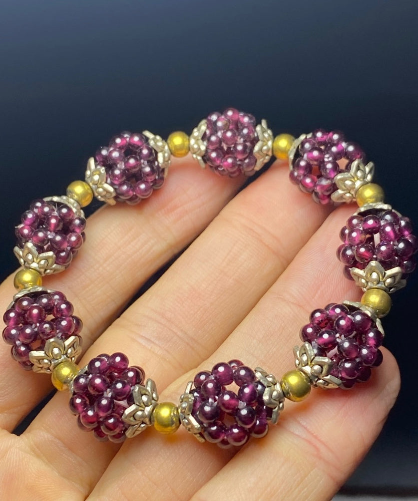 Bracelet chaîne fait main en alliage violet avec grenat grenade - Amawinc